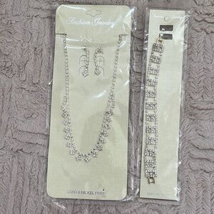 3 piece set bracelet necklace earrings New